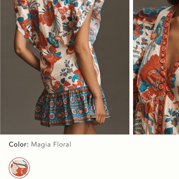 New with tags Farm Rio Magia Floral Ruffle 100% cotton Dress, Small, retail $228 - Picture 13 of 15